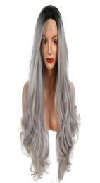 Lace Front Wigs wig 66cm26 inches Long Straight Women Lace Front Wig Mixed color Heat Resistant Synthetic Hair Swiss Lace Wigs ka4600115