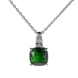 Pendants WEGARSTI Natural Green Emerald Pendant Necklace 925 Sterling Silver Gemstones Choker Statement Women With Chain Jewelry