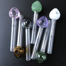 Mini Glass Pipes Strawberry Smoking Hand Pipe Straight Tube Glass Pyrex Oil Burner Pipes For Tobacco Smoking SW42 LL