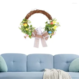 Decorative Flowers Easter Foam Eggs DIY Rattan Wreath Colorful Happy Party Decoration For Home Kid Painting Craft