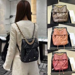 24C Women Designer 19 Series Black Backpack Bag Metal Handle Soft Leather Matelasse Chain Adjustable Shoulder Strap Handbag 240315