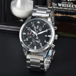 2024 AAA Tops Chronograph Luxusuhren Quarz Schwarzes Zifferblatt Multifunktionale Mode Business Sportkalender Silikon Lederarmband Edelstahl Herrenuhr A-4