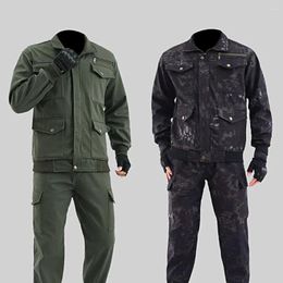 Men's Tracksuits 2Pcs/Set Stylish Men Overalls Set Long Sleeve Work Skin-Touching Multi Zipper Pockets Snakeskin Pattern Cargo Pants Coat