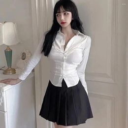 Women's Blouses Japan Korean Jk Uniforms Pure Desire White Women Shirt Blouse Spring Autumn College Slim Fit Spicy Girl Long Sleeved Bottom