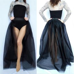 skirt Xingqing Fashion Women Aline Sheer Tulle Tutu Long Skirt Wedding Party Prom Princess Bandage Mesh Maxi Skirts Black Red White