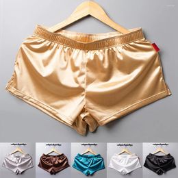 Underpants Sexy Men Sleepwear Boxers Shorts Home Wear Loose Soft Smooth Solid Ice Silk Polyester High Quality Comfort Underwear