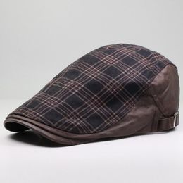 Sboy Hats Hat Men Flat Ivy Cap Spring Summer Sun Golf Driving Cotton Plaid Beret Breathable Outdoor Accessory242t