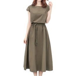 Dresses Korean Style Women Plus Size Dress Ladies Boho Summer Beach Dresses for Women 2021 Fashion Elegant O Neck Sundress Vestidos