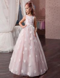 New Big Girls Princess Long Dress Kids Florals Flowers Lace Tulle Tutu Dress Children Girl Ball Gown Party Dresses W3525563523