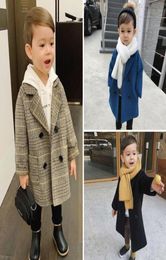 Baby Boy Girls Woolen Jacket Long Double Breasted Warm Infant Toddle Lapel Tweed Coat Spring Autumn Winter Baby Outwear Clothes LJ7747695