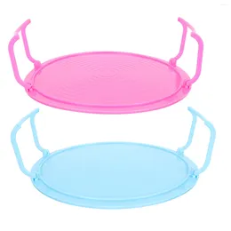 Kitchen Storage 2 Pcs Microwave Steam Rack Veggie Tray Household Steaming Holder Micro-wave Oven