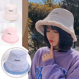 Wide Brim Hats 17 Colours Women Bucket Hat Suede Artificial Fur Wool Fleece Thick Fashion Fisherman Caps Warm Plush Winter Sunscree261v