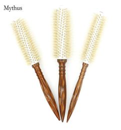 White Bamboo Fibre Nylon Hair BrushWooden Handle Barbers Hairstyling Round BrushS M L 3 Size Do Different Hair Style7887720