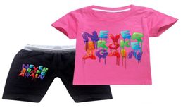 Boys Girls Clothing Sets Younboy T Shirt and Knee Shorts Never Broke Again Outfits for Kids 314 years7839355