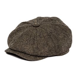 BOTVELA Men 8 Piece Wool Blend Newsboy Flat Cap Gatsby Retro Hat Driving Caps Baker Boy Hats Women Boina Khaki Coffee Brown 005 203038