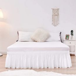 Solid Colour Wrap Around Ruffled Bed Skirt with Strong Elastic Fade Resistant Fabric 15 Inch High 240227