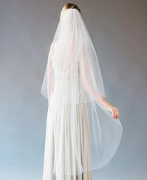 Ivory Bridal Veil Custom Length and Colours Wedding Veils with Metal Comb 30quot Blusher Front 50quot Back 54quot Width Champ6571629