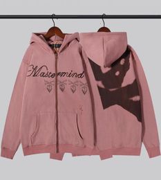 Men039s Hoodies Sweatshirts Designer Mens Womens Pink Hoodie Skull Ink Print Hooded Zipper Sweatshirt Fashion Tide Loose Jack2382898