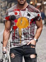 Abstract Painting Camouflage Print Short Sleeve T-Shirt - Trendy and Fashionable Design for Urban Wear