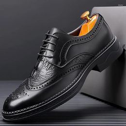 Dress Shoes Black Gentleman Men Brogues Oxford High Quality Suit For Classic Men's Business Leather Casual