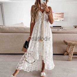 Basic Casual Dresses Casual Dresses Cover-up Bohemian Wedding For Women White Lace Dress Bridesmaid Beach Long Tight 2022 Sexi Rustic DR0022Casual 240304