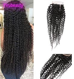 Indian Human Hair 4x4 Lace Closure With Baby Hair 1024 Inch Kinky Curly Closures Middle Three Part7791890