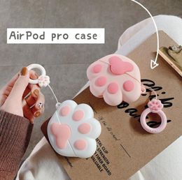 For AirPods Pro cases 3D Cute Cartoon Cat Claw Silicone Wireless Bluetooth For AirPods 3 Case With Hook Clasp Keychain Protective 1232112