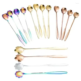 Spoons Stainless Steel Golden Flower Shaped Spoon Dessert Coffee Ice Cream Beautiful Tableware Supplies For