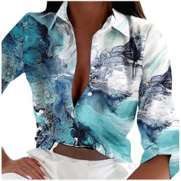 Women's Blouses Long Sleeve Blouse Casual Spring Summer Shirts For Women Tie Dye Oversize Beach Style Tops Lapel Collar Cardigan Camisas