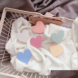 Hair Accessories 1Pcs Candy Colour Heart Clips For Baby Girls Geometric Korean Style Solid Hairpins Kids Drop Delivery Dhq3K