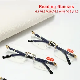 Sunglasses 2024 Rimless Rectangle Women Reading Glasses Fashion Presbyopic For The Elderly Anti-blue Light Trendy Men Eyeglass