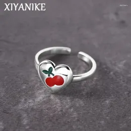 Cluster Rings XIYANIKE Sweet Heart Cherry Cuff Finger For Women Girl Cute Fashion Jewelry Friend Gift Party Wedding Anillos Mujer