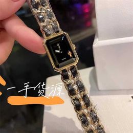 40% OFF watch Watch Middle ancient small fragrant square chain weave with sugar cube recommended by women Black gold batch