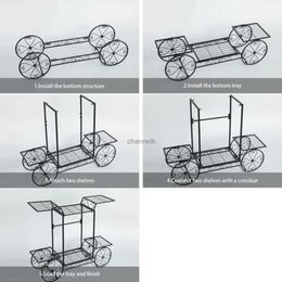 Other Garden Buildings Tricycle Bicycle Plant Stand Flower Pot Cart Holder Garden Yard Plant Display White Tricycle Bicycle Plant Stand Flower Pot Cart YQ240304