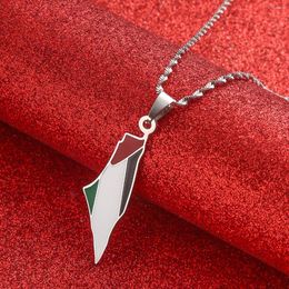 Pendant Necklaces Stainless Steel Israel And Palestine Map Women Gifts Silver Colour Gold Jewellery