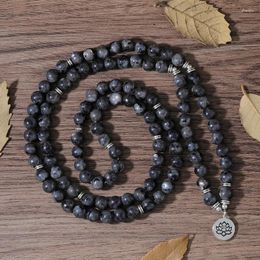 Strand YUOKIAA 8mm Classic Minimalist Natural Black Sparkling Beaded Lotus Pendant Bracelet Meditation Yoga Blessing Jewelry Gift