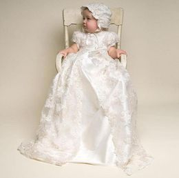 Vintage Christening Gowns with Lovely Jewel Neckline and Short Sleeve Taffeta Lace Christening Dresses Baptism Robe Buy One 9318757