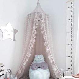 3 Colours Hanging Kids Baby Bedding Dome Bed Canopy Cotton Mosquito Net Bedcover Curtain For Baby Kids Reading Playing Home Decor 240220