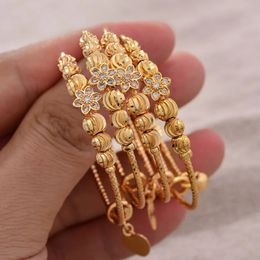 24K 4pcs Baby Bangles Ethnic Gold Color Dubai Kids Bracelet Luxury Child Jewelry Birthday Present 240226