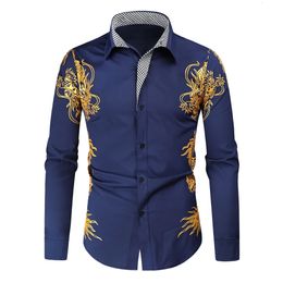 Men Clothing Hawaiian Luxury Shirts Chemise Homme Meth Women Retro Floral Male Long Sleeve Print Dress Slim Fit Party Shirt 240220