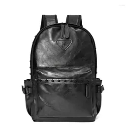 Backpack Men's Waterproof PU Riveted Back Bag For Men Student Book Stylish Notebook