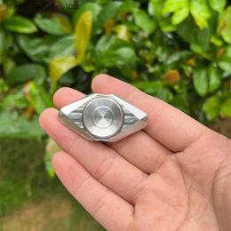 Beyblades Metal Fusion EDC Triangle Fingertip Gyro Stainless Steel Polishing Stone Washing with Two Leaves Stress Relief Toy L240304