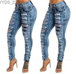 Jeans Jeans Destroyed Ripped Distressed Slim Denim Boyfriend Sexy Hole Pencil Trousers 240304