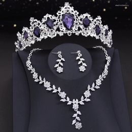 Necklace Earrings Set Fashion Flower And Tiaras Bridal For Women Bride Crown Prom Wedding Dress Costume Jewellery Accessories