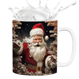 Mugs 350ml 3D Effect Christmas Party Mug Creative Space Design Ceramic Santa Lovers Coffee Cup Gifts
