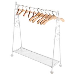 Doll Garment Rack Wood Hangers Miniature Clothes Rack Doll Apparel Clothes Hangers Dollhouse Dress Outfit Wardrobe 240301