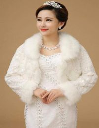 Ivory Faux Fur Stole Wrap Wedding Shrug Bolero Bridal Shawl Long Sleeves Formal Dresses Jacket Cheap In Stock9329234