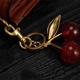 Key keychain crystal cherry styles red Colour girls car fashion accessories fruit handbag decoration 240304