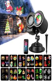 LED Projector Lamp Double Barrel Water Wave Projector Light 12 patterns for Christmas Halloween Party with Remote Control5085152