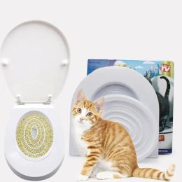 Repellents Cat Toilet Training Easy Use Cat Toilet Set Reusable Cat Toilet Teaching Tray Portable Pets Litter Training Kit Pad Toilet Pot